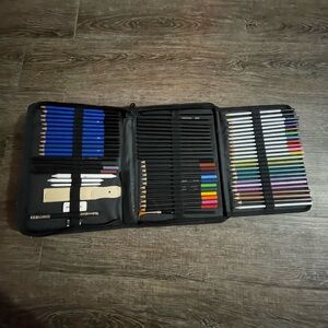 Art Set with Colored Pencils and Tools